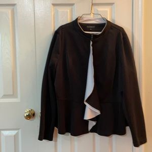 Eloquii Black/White Ruffled Peplum Jacket size 24